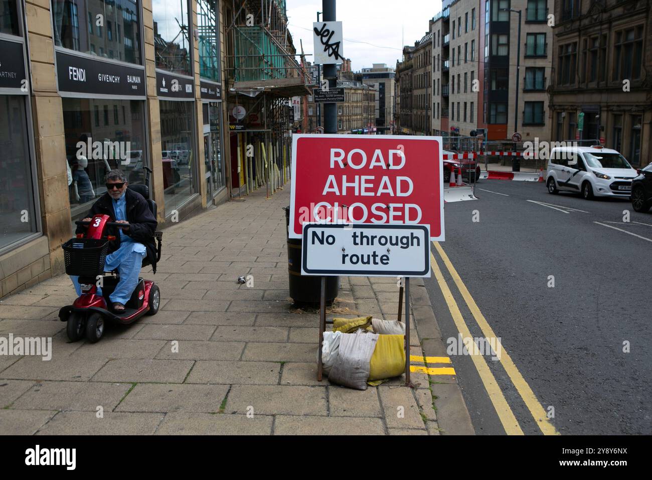 La città di Bradford, nel West Yorkshire, che si sta preparando a diventare la città della cultura del Regno Unito nel 2025. I lavori in corso iniziano nel centro della città con l'AM Foto Stock