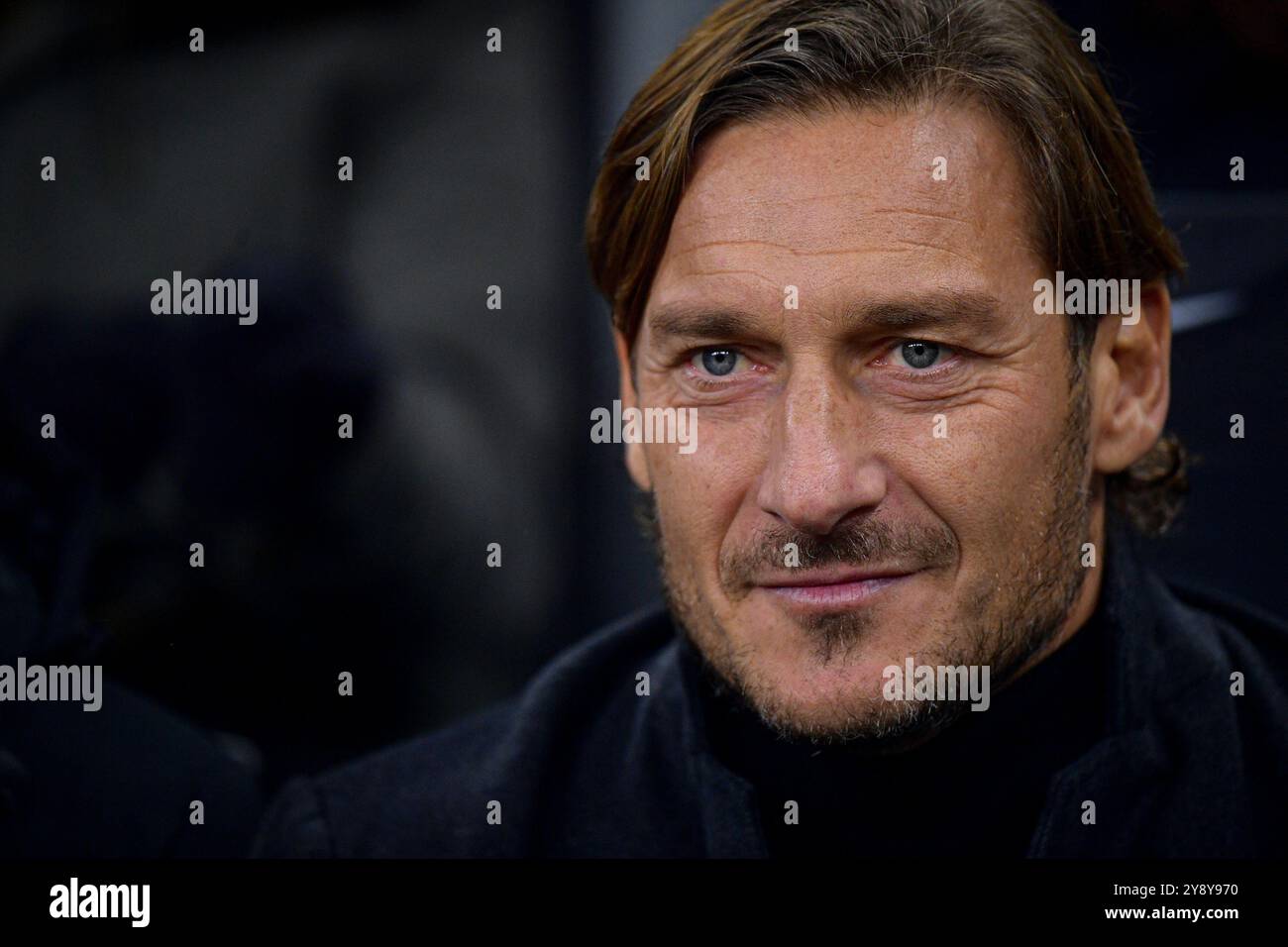 Milano, Italia. 6 dicembre 2019. Foto Fabio Rossi/AS Roma/LaPresse06/12/2019 Milano (Italia) Sport calcio Inter-Roma Campionato Italiano serie A TIM 2019/2020 - Stadio San Siro nella foto: Francesco Totti foto Fabio Rossi/AS Roma/LaPresse 06/12/2019 Milano (Italia) Sport Soccer Inter-Roma Campionato Italiano di calcio serie A Tim 2019/2020 - San Siro Stadium nella foto: Francesco Totti credito: LaPresse/Alamy Live News Foto Stock
