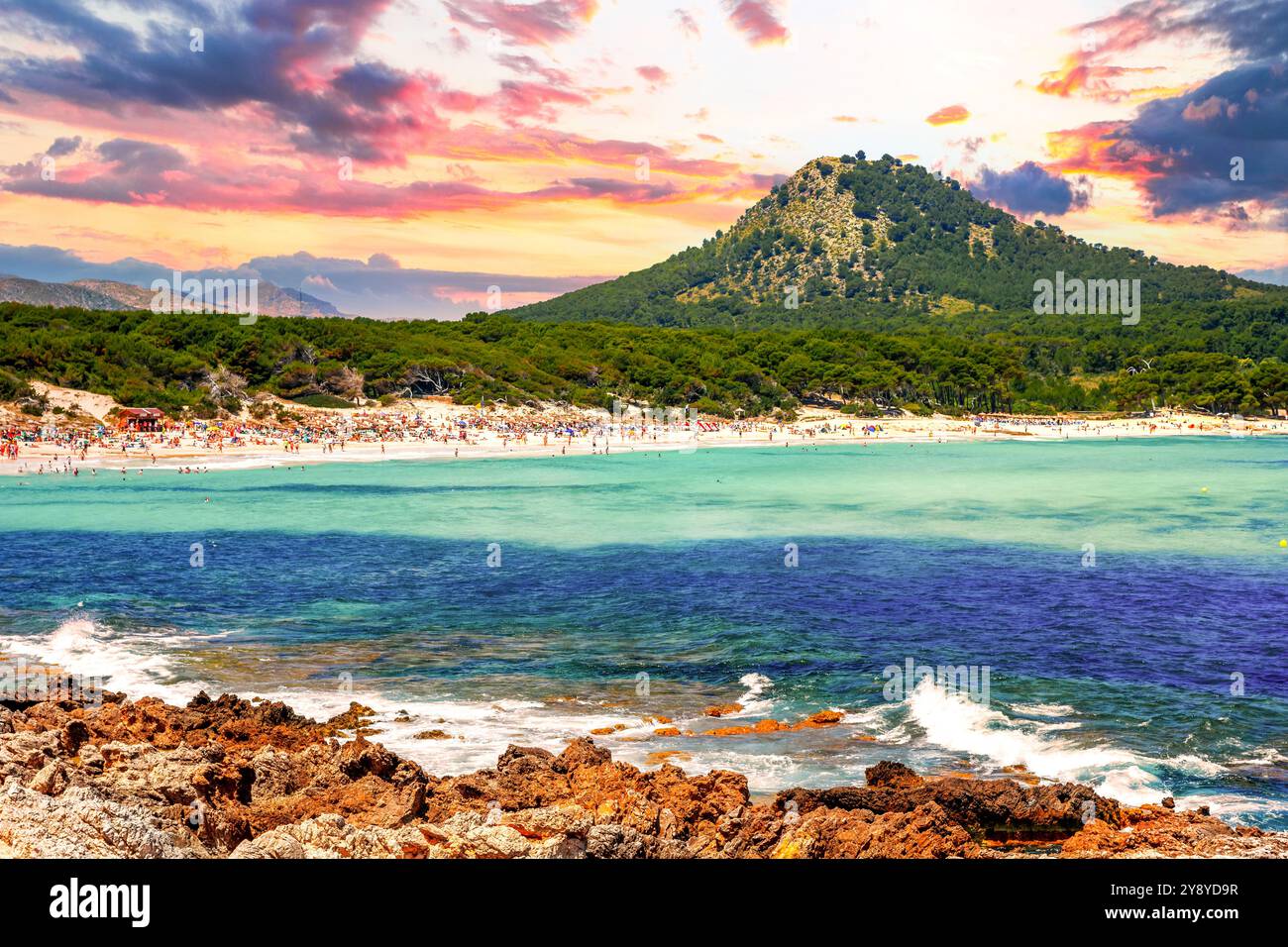 Spiaggia Calla Agulla Cala Ratjada, Maiorca, Spagna Foto Stock