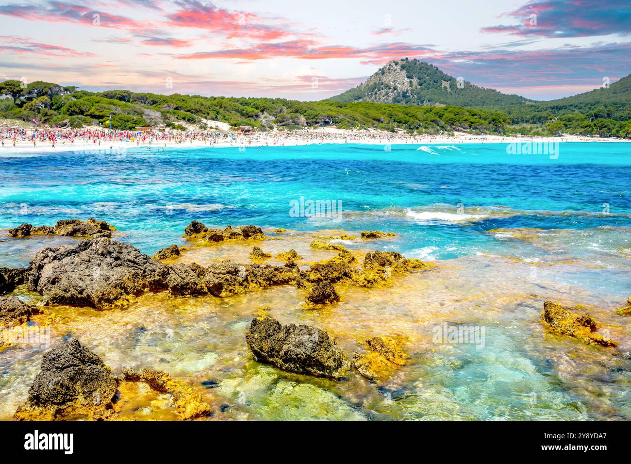 Spiaggia Calla Agulla Cala Ratjada, Maiorca, Spagna Foto Stock