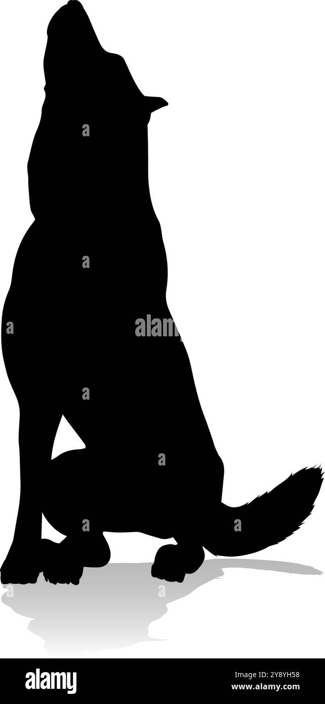 Silhouette cane animale domestico Illustrazione Vettoriale