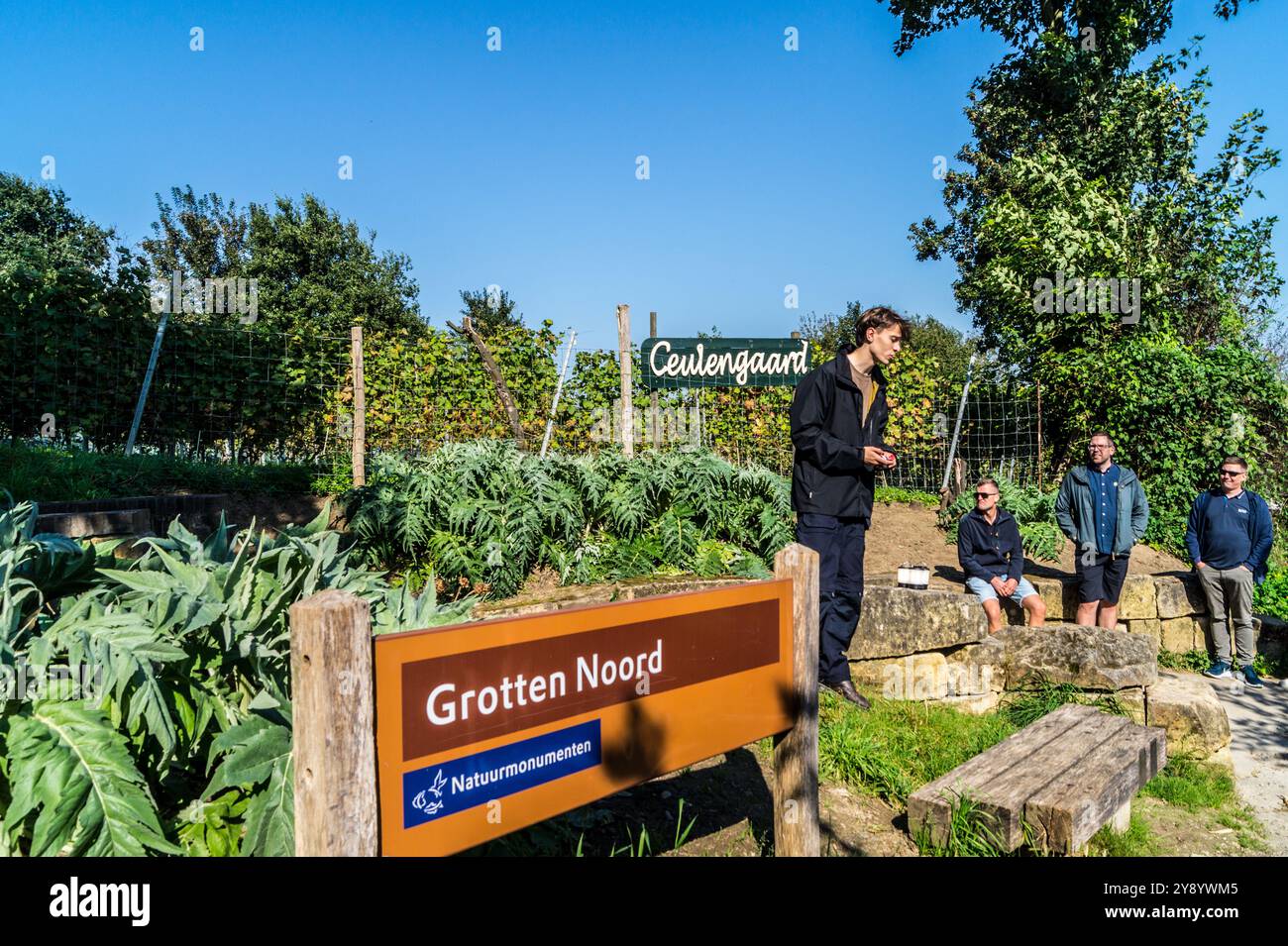 Ingresso alle grotte calcaree di Grotte Noord, al forte di Sint Pieter e ai vigneti Ceulengaard, Maastricht, Paesi Bassi Foto Stock