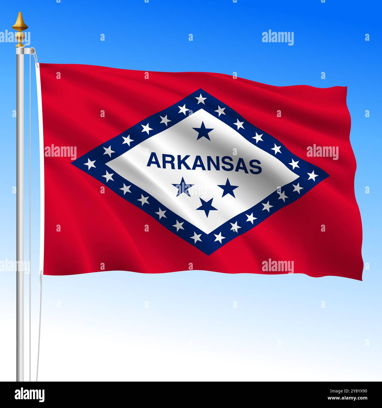 Arkansas bandiera dello stato federale degli Stati Uniti d'America, Stati Uniti d'America, illustrazione vettoriale Illustrazione Vettoriale