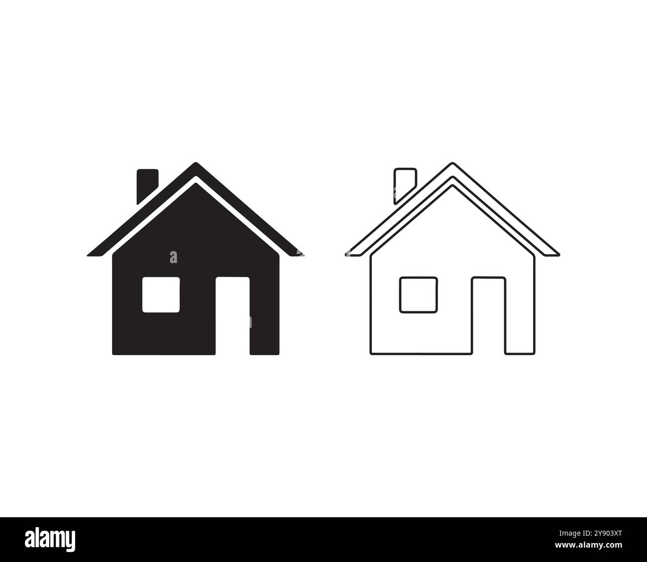 Icona Home con linea sottile su sfondo bianco Illustrazione Vettoriale