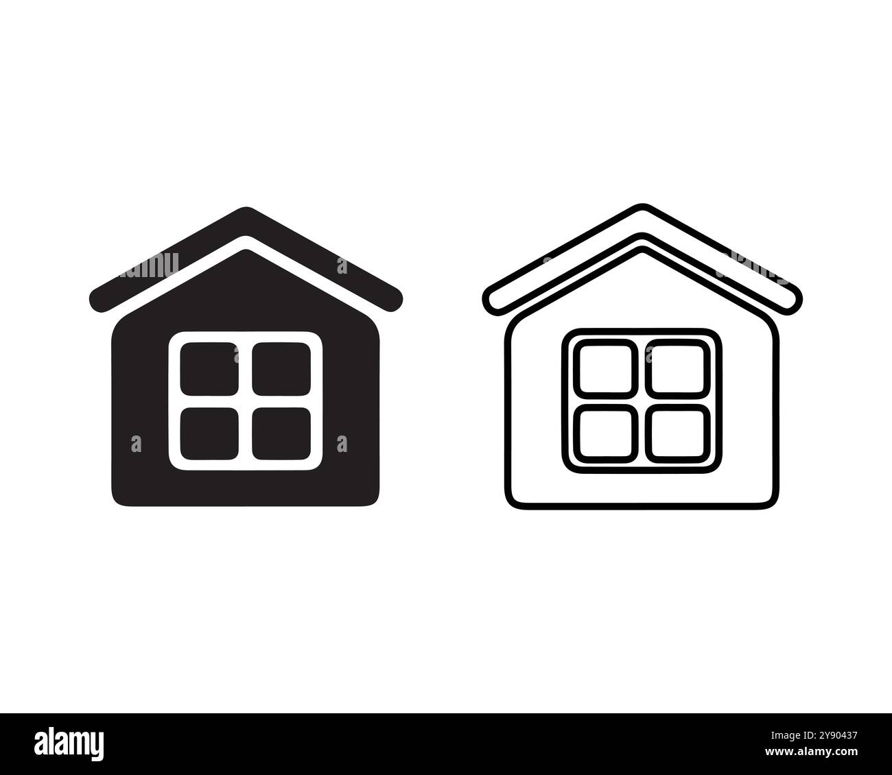 Icona Home con linea sottile su sfondo bianco Illustrazione Vettoriale