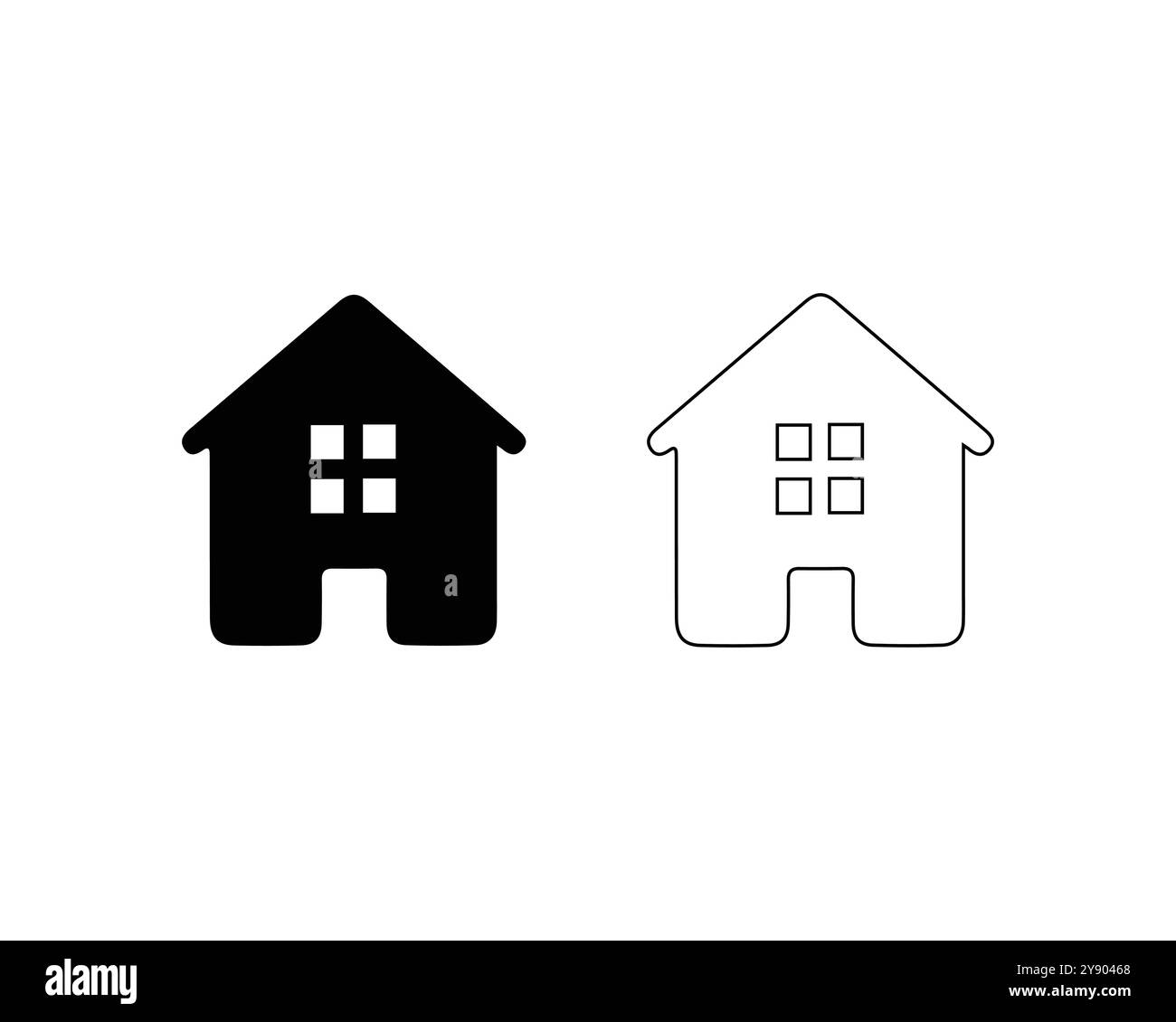 Icona Home con linea sottile su sfondo bianco Illustrazione Vettoriale