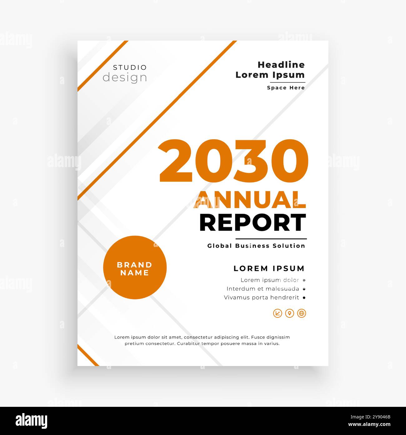 modello di brochure arancione per report annuale moderno per opuscoli vettoriali professionali Illustrazione Vettoriale