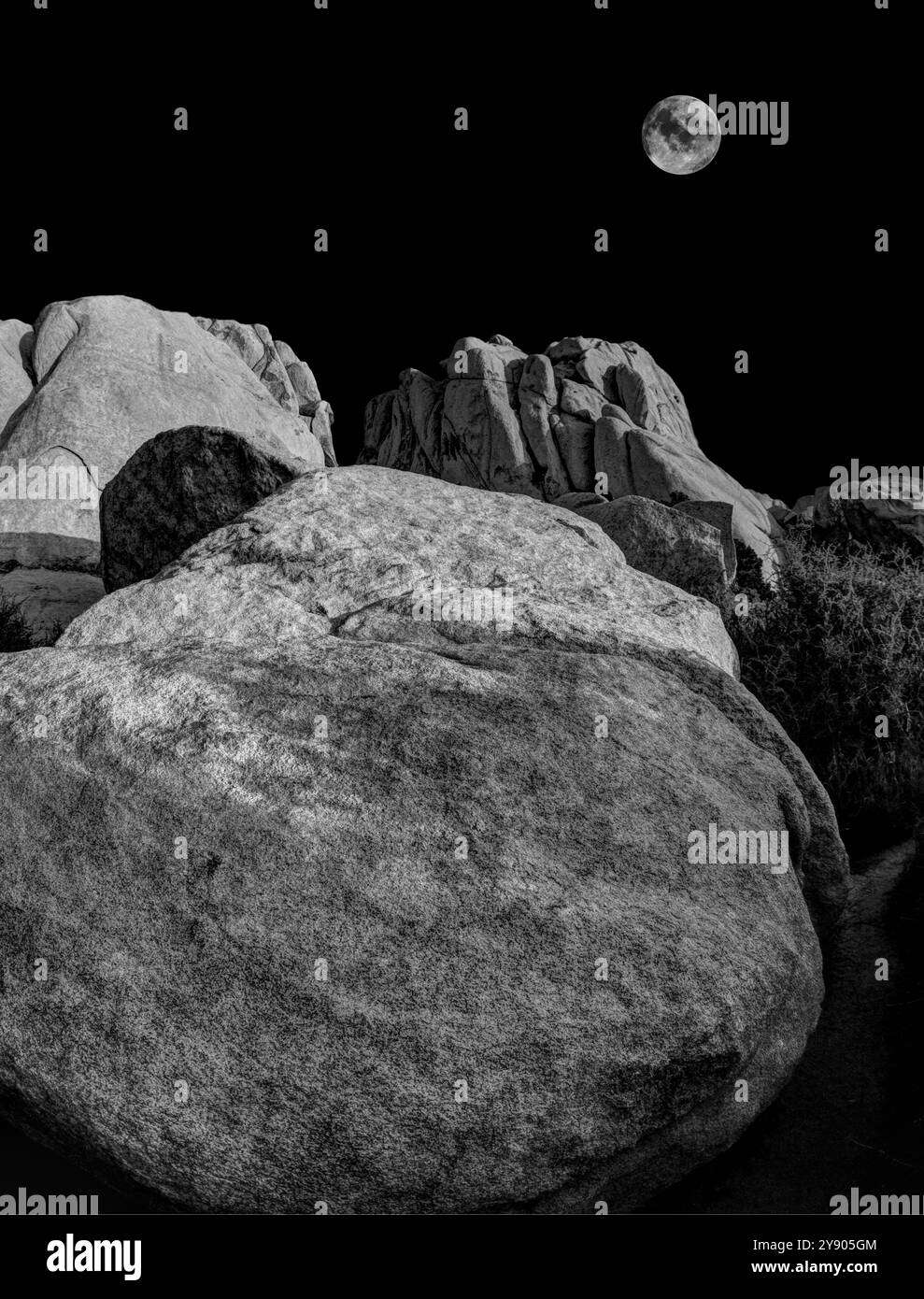 Bianco e nero di massi nel Joshua Tree National Park Foto Stock