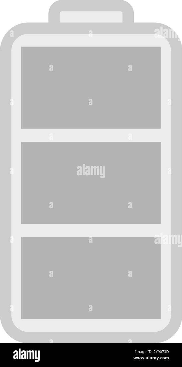 Icona della batteria grigia. Icona della batteria carica. Illustrazione Vettoriale