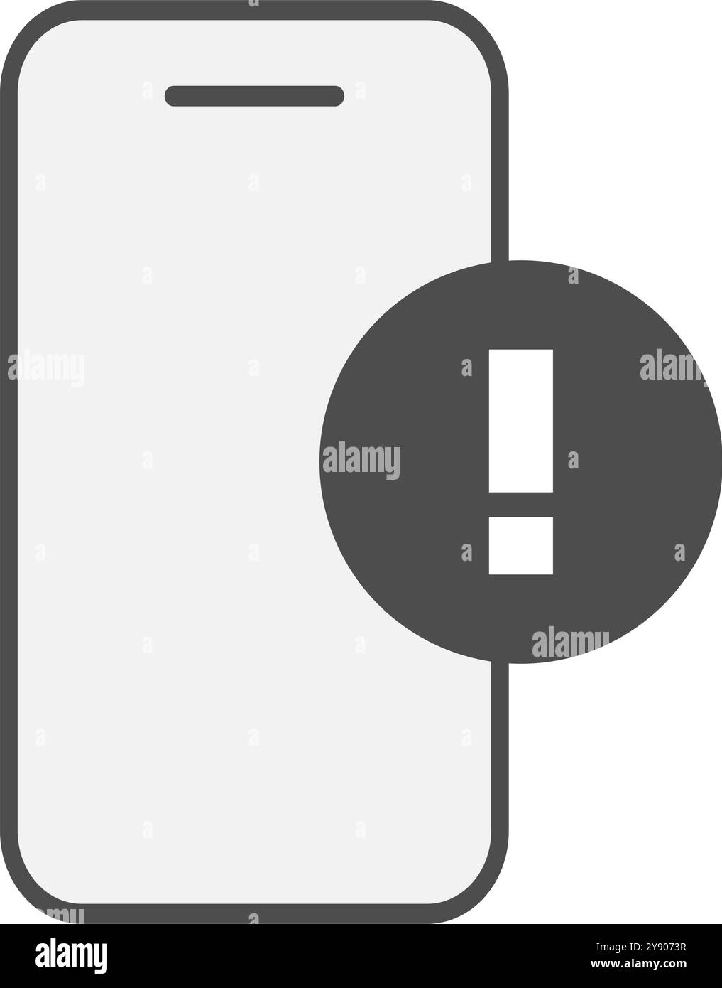 Icona minimalista di uno smartphone con un simbolo esclamativo. Illustrazione Vettoriale