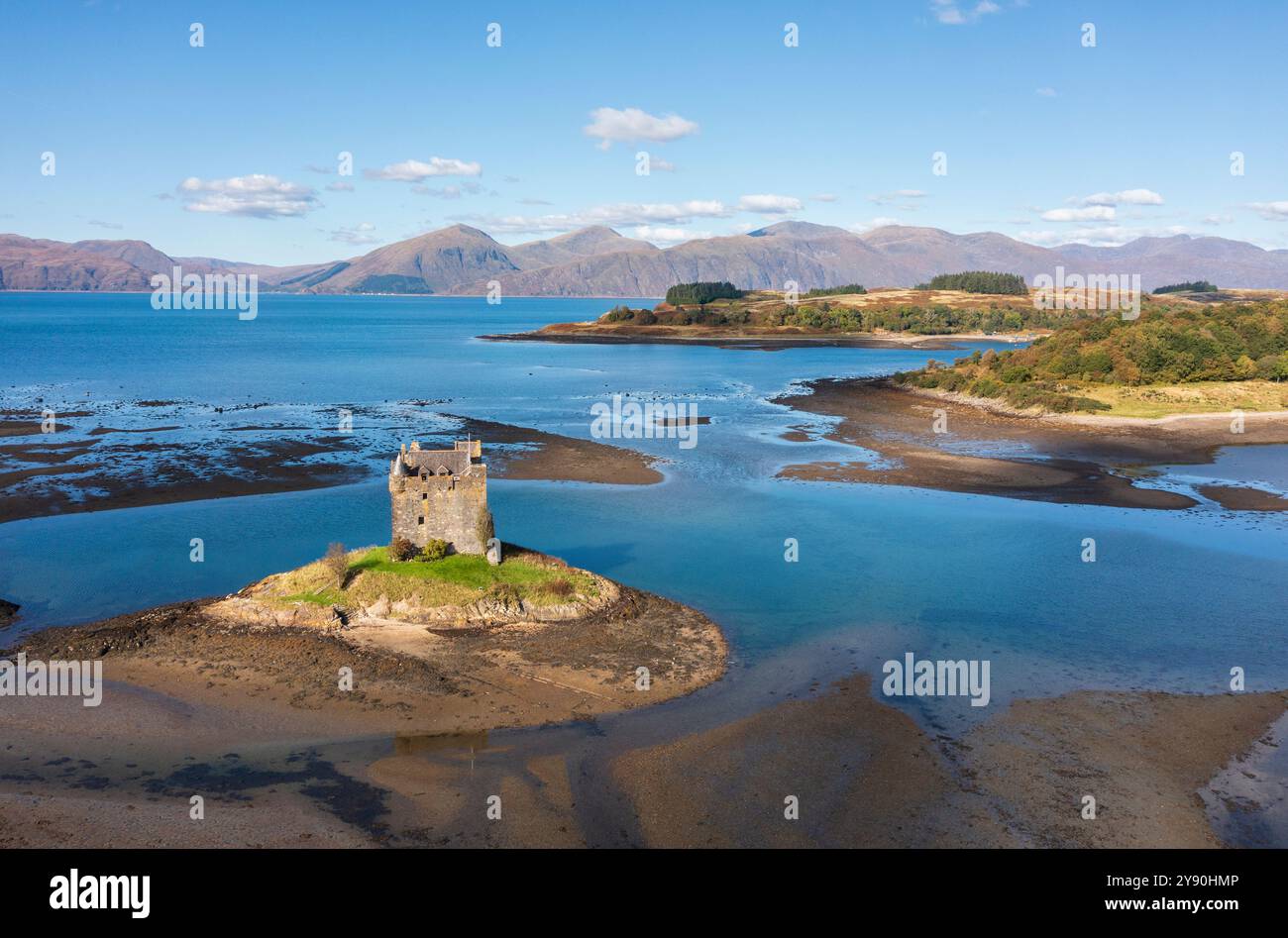 Castle Stalker, Loch Laich, Port Appin, Argyll, Scozia, REGNO UNITO Foto Stock