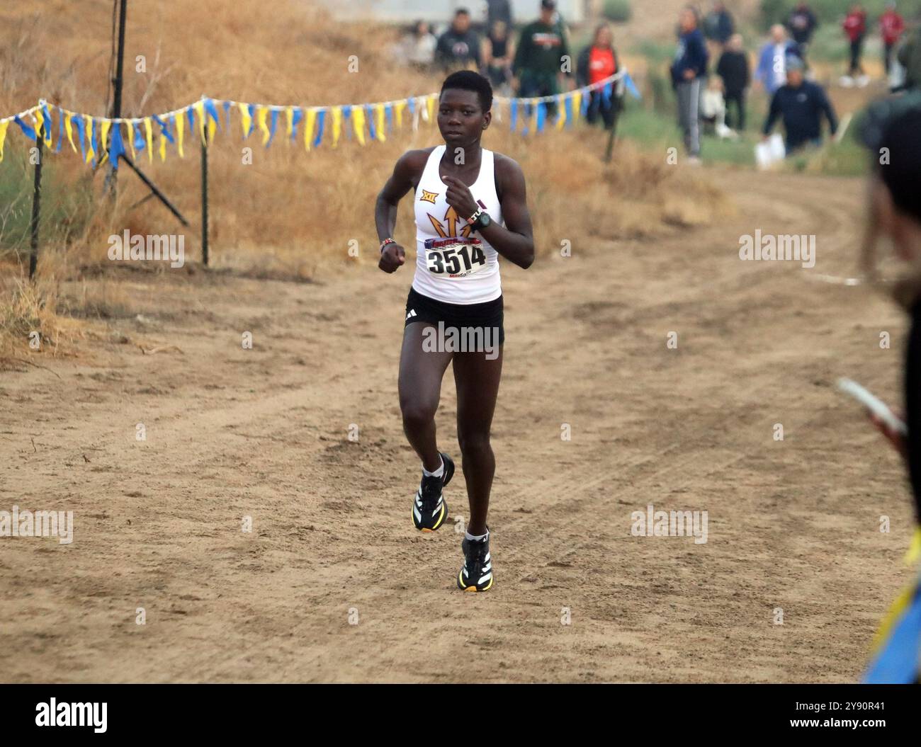 21 settembre 2024 - il vincitore della gara Arizona State Sun Devils Judy Chepkoech si avvicina al traguardo all'UCR Invitational presso il campo Ag/Ops di Riverside, CA - Michael Sullivan/CSM(Credit Image: © Michael Sullivan/Cal Sport Media) Foto Stock