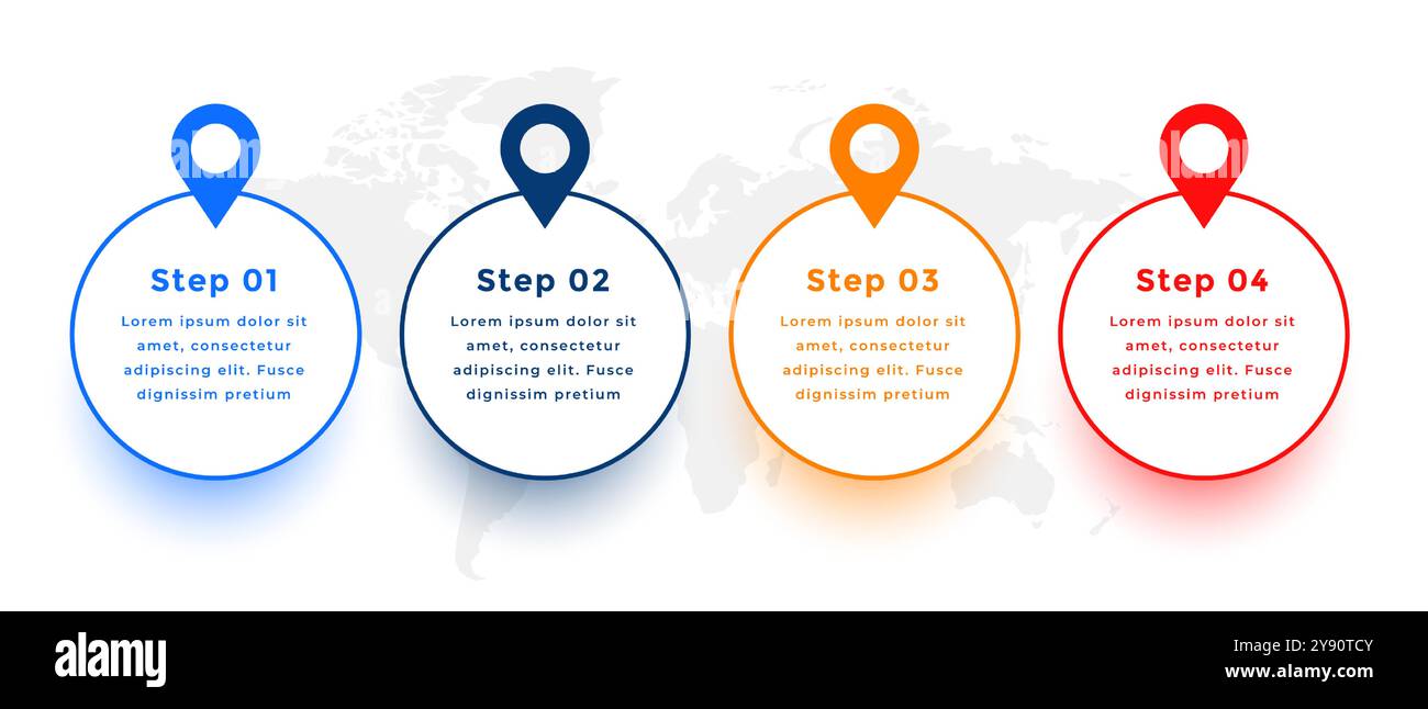 infografica aziendale in quattro fasi modello di grafico passo per il vettore di avanzamento aziendale Illustrazione Vettoriale