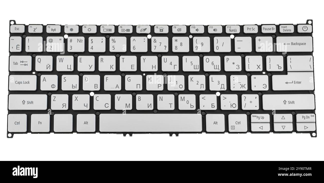 Tastiera per laptop, ricambio per laptop, su sfondo bianco con isolamento. Foto Stock