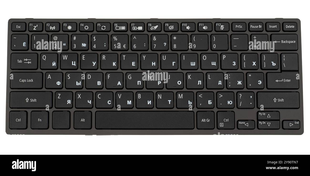 Tastiera per laptop, ricambio per laptop, su sfondo bianco con isolamento. Foto Stock