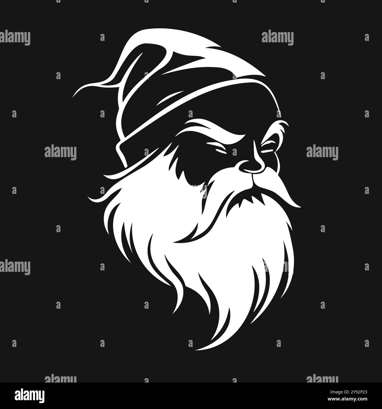 Babbo Natale serio con profilo a cappello vista laterale Illustrazione Vettoriale