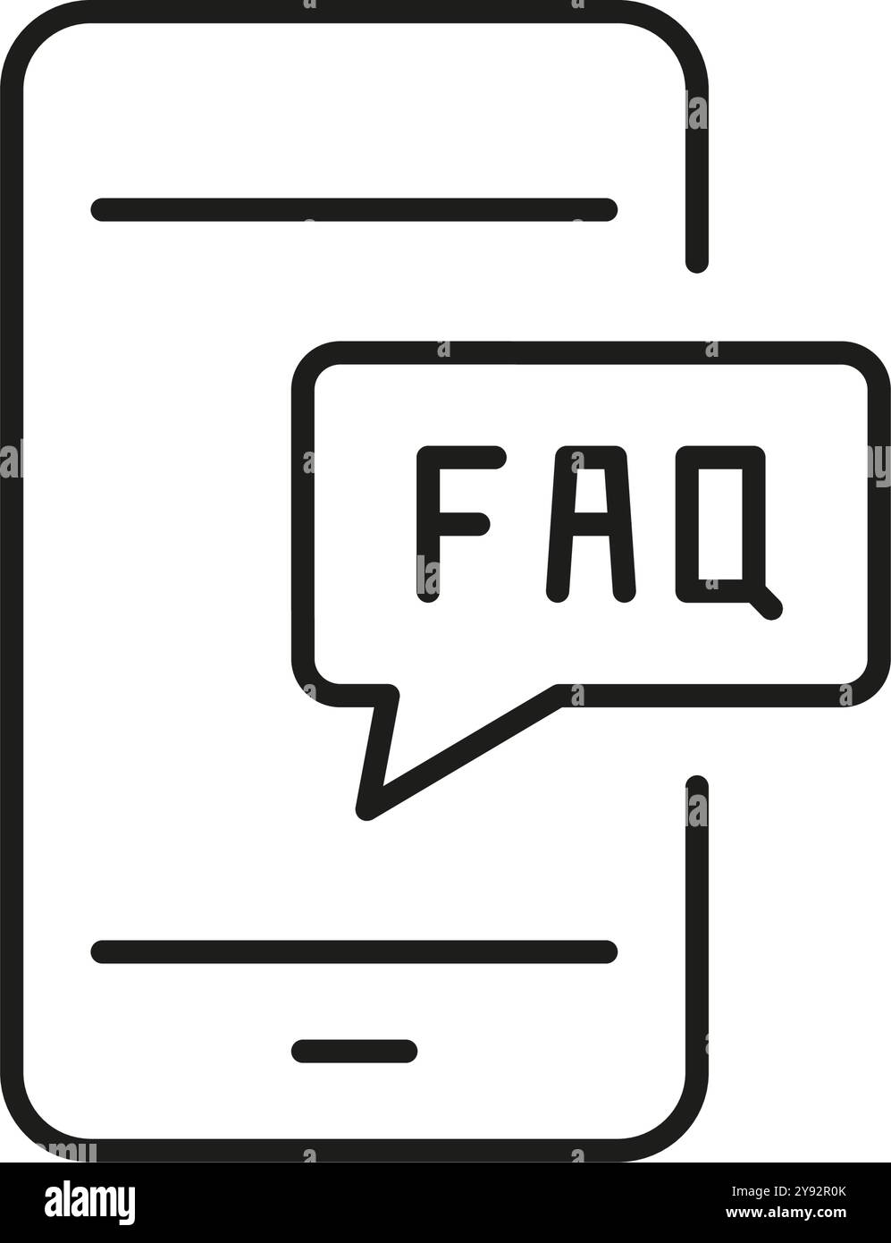 Icona delle domande frequenti e della linea di assistenza mobile per assistenza e assistenza clienti. Simbolo di supporto e comunicazione online. Tratto modificabile. Vettore isolato Illustrazione Vettoriale