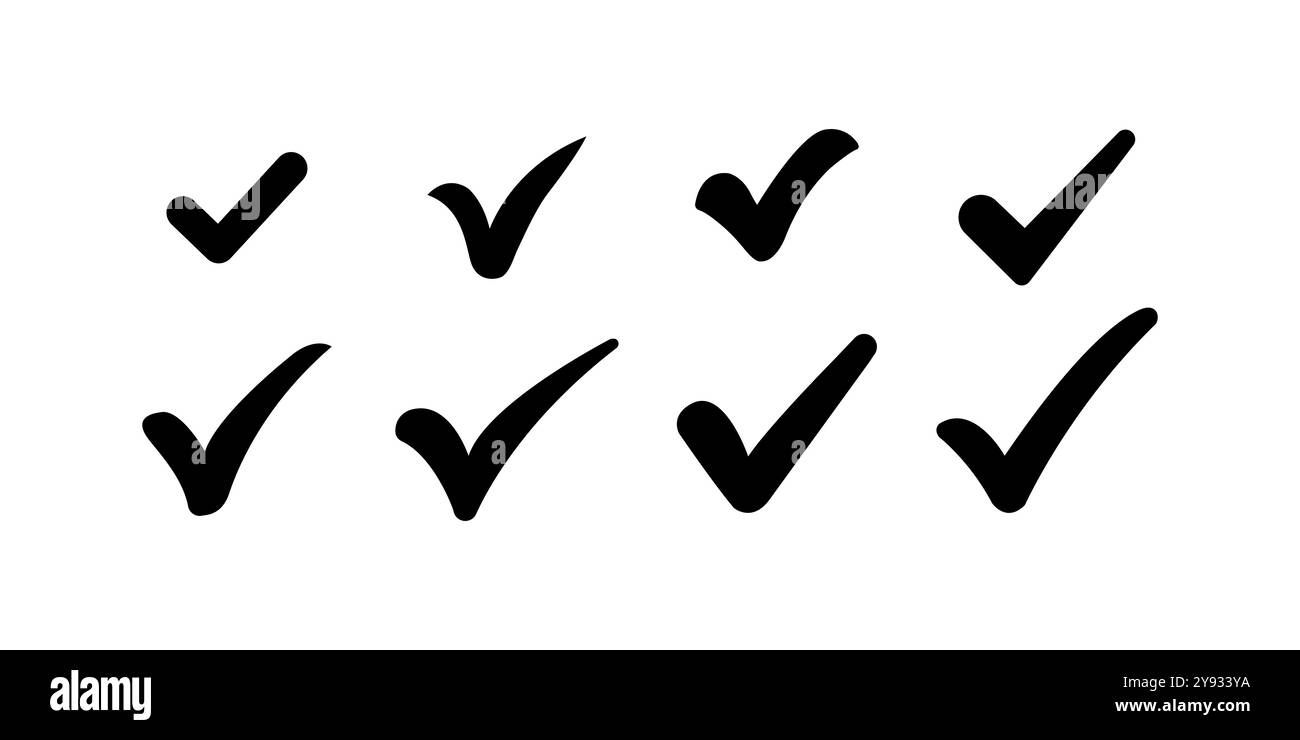 Selezionare l'icona Imposta vettore. Segno di spunta e simbolo Illustrazione Vettoriale