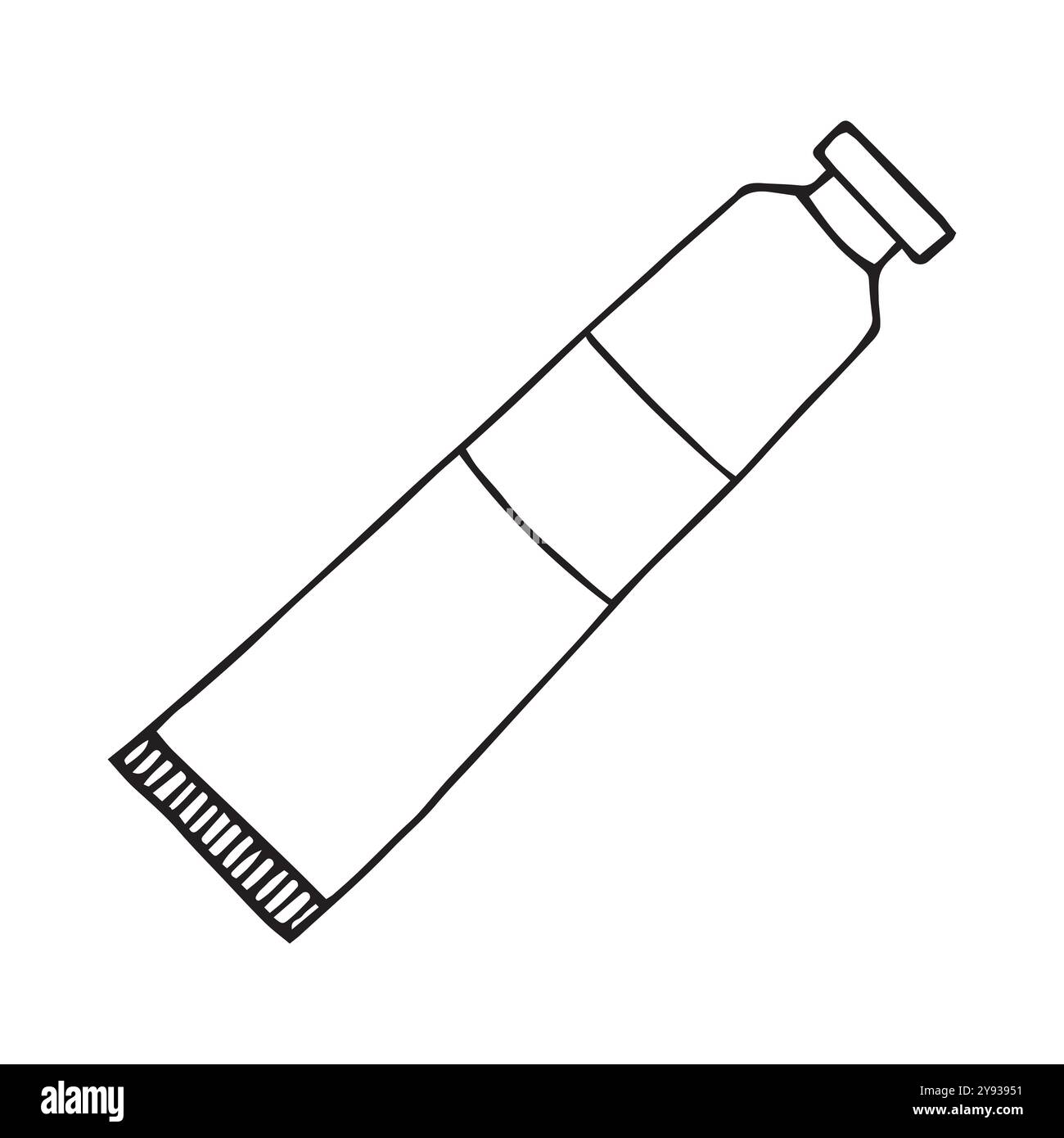 Lo schizzo vettoriale disegnato a mano delinea il tubo di vernice isolato su sfondo bianco Illustrazione Vettoriale