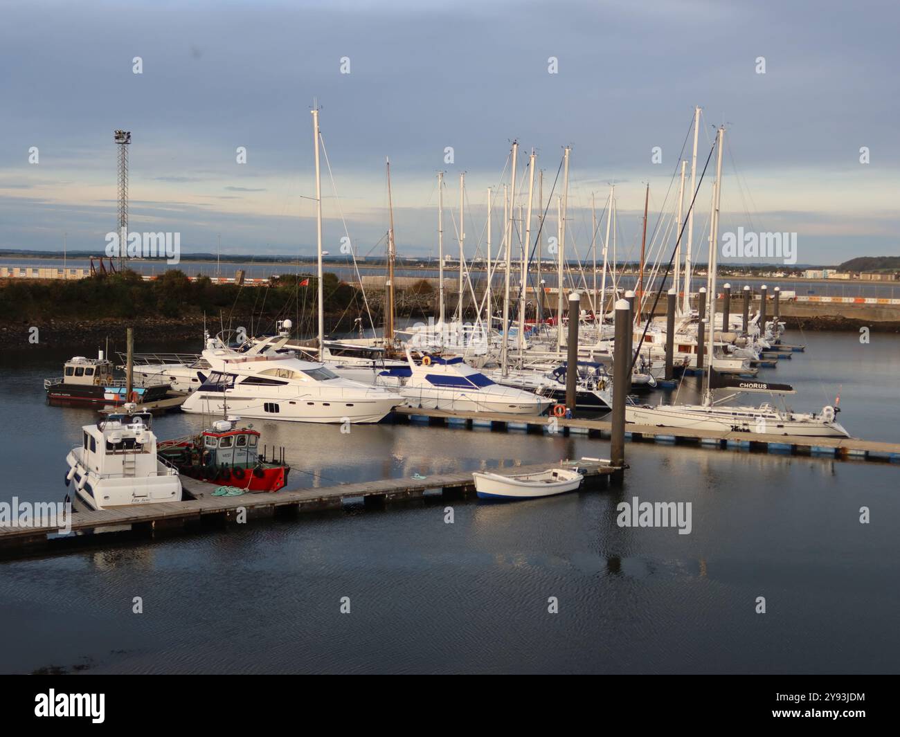 Vista del porto turistico di Troon Yacht Haven, un famoso porto e cantiere navale sulla costa occidentale della Scozia. Foto Stock