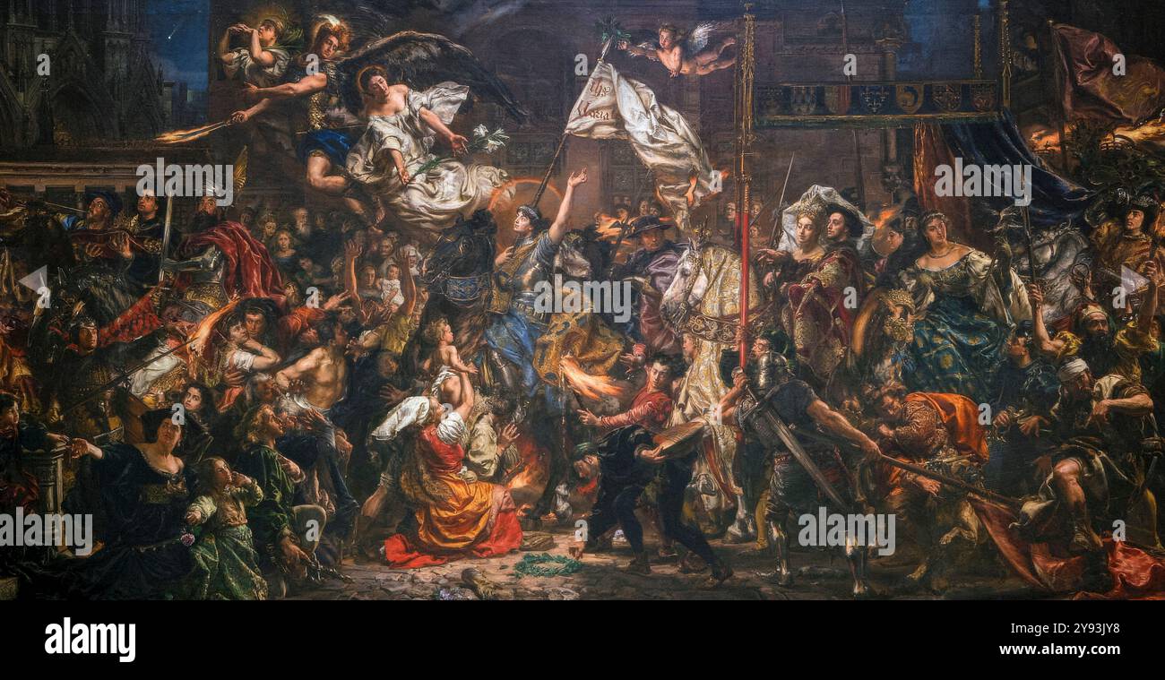 La cameriera d'Orléans, Giovanna d'Arco (c.1412-1431), dipinto a olio su tela di Jan Matejko, 1886 Foto Stock