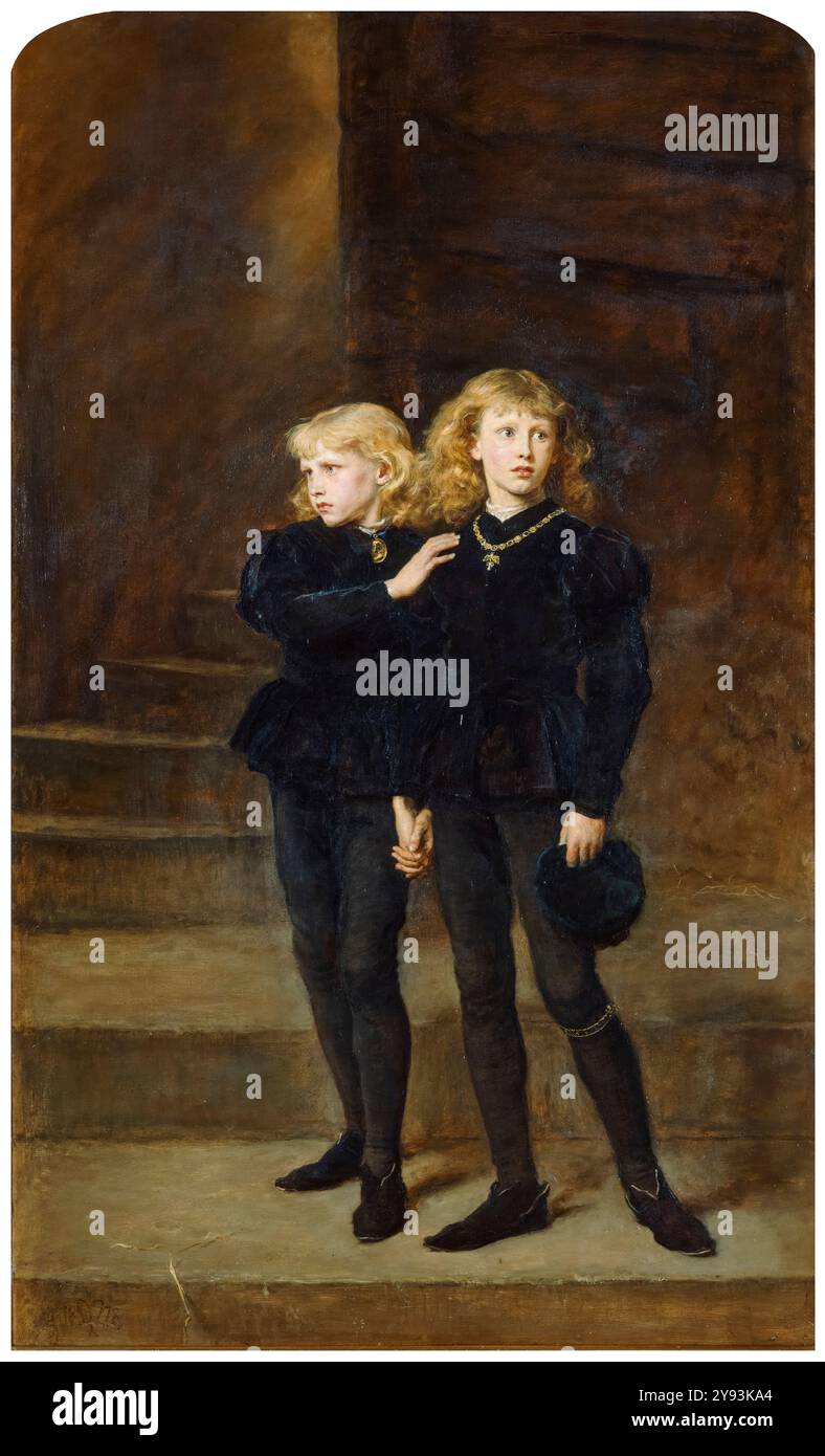 I principi nella Torre (Edoardo V e suo fratello minore, Riccardo di Shrewsbury, il duca di York), ritratto dipinto ad olio su tela di John Everett Millais, 1878 Foto Stock