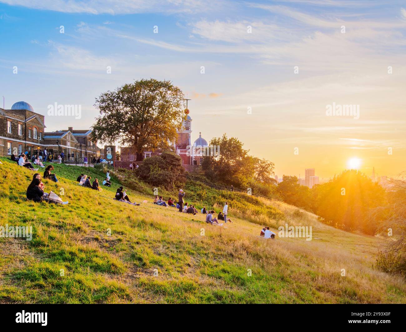 Royal Observatory al tramonto, sito patrimonio dell'umanità dell'UNESCO, Greenwich, Londra, Inghilterra, Regno Unito, Europa Foto Stock