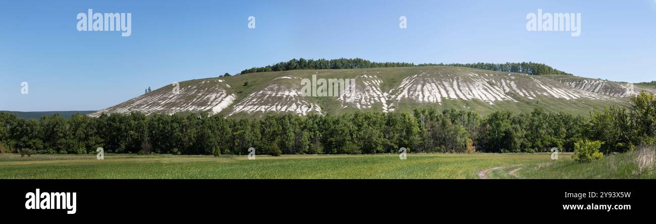 Colline di gesso nella regione di Ulyanovsk, Russia Foto Stock