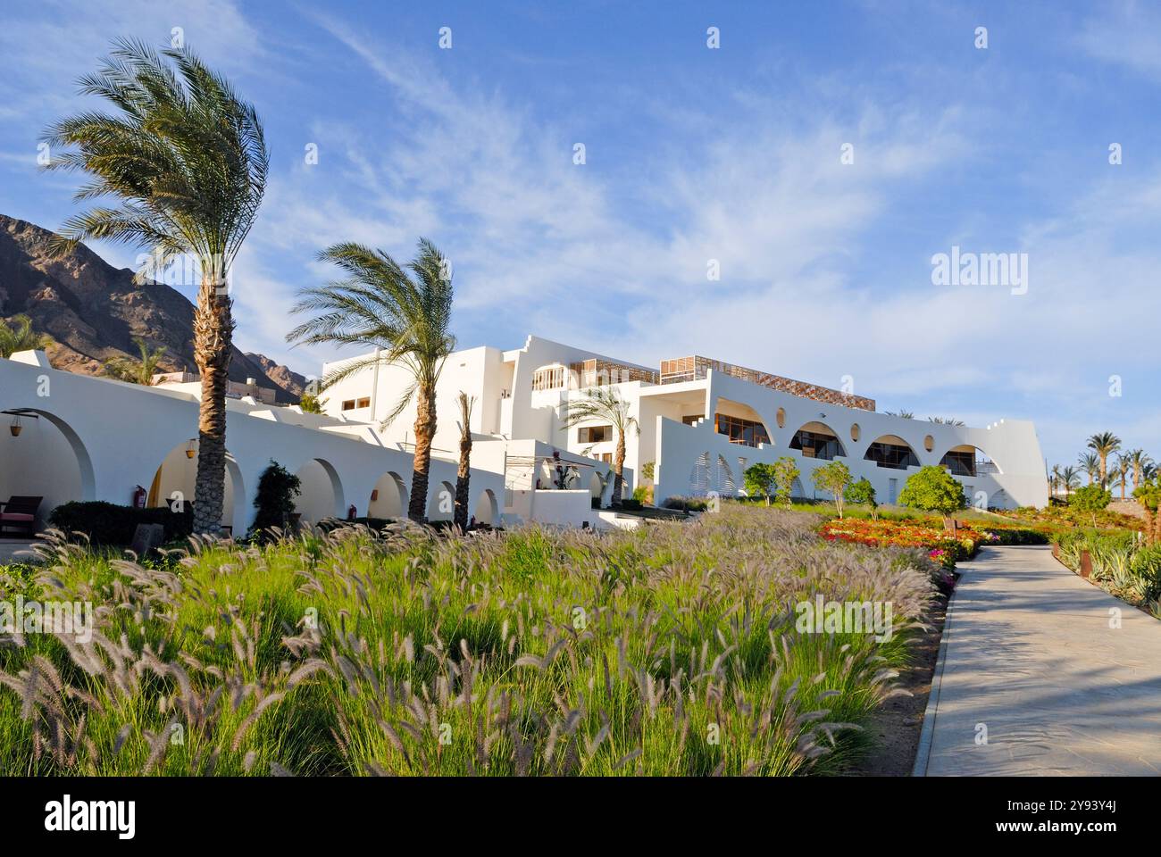 Hotel Garden of Hilton a Dahab sulla costa sud-est della Penisola del Sinai, Golfo di Aqaba, Egitto, Nord Africa, Africa Foto Stock