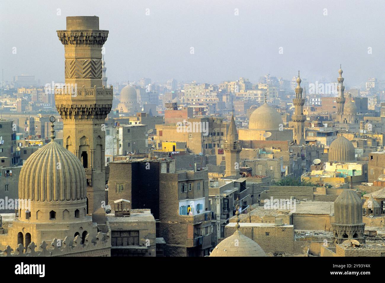 Ammira il Cairo dalla Moschea Blu, il Cairo, l'Egitto, il Nord Africa, l'Africa Foto Stock