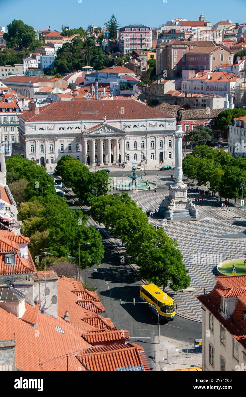 Teatro Nazionale dona Maria II; Piazza Rossio / Teatro Nacional Dona Maria II, Prac Rossio - Lisbona Portogallo Foto Stock