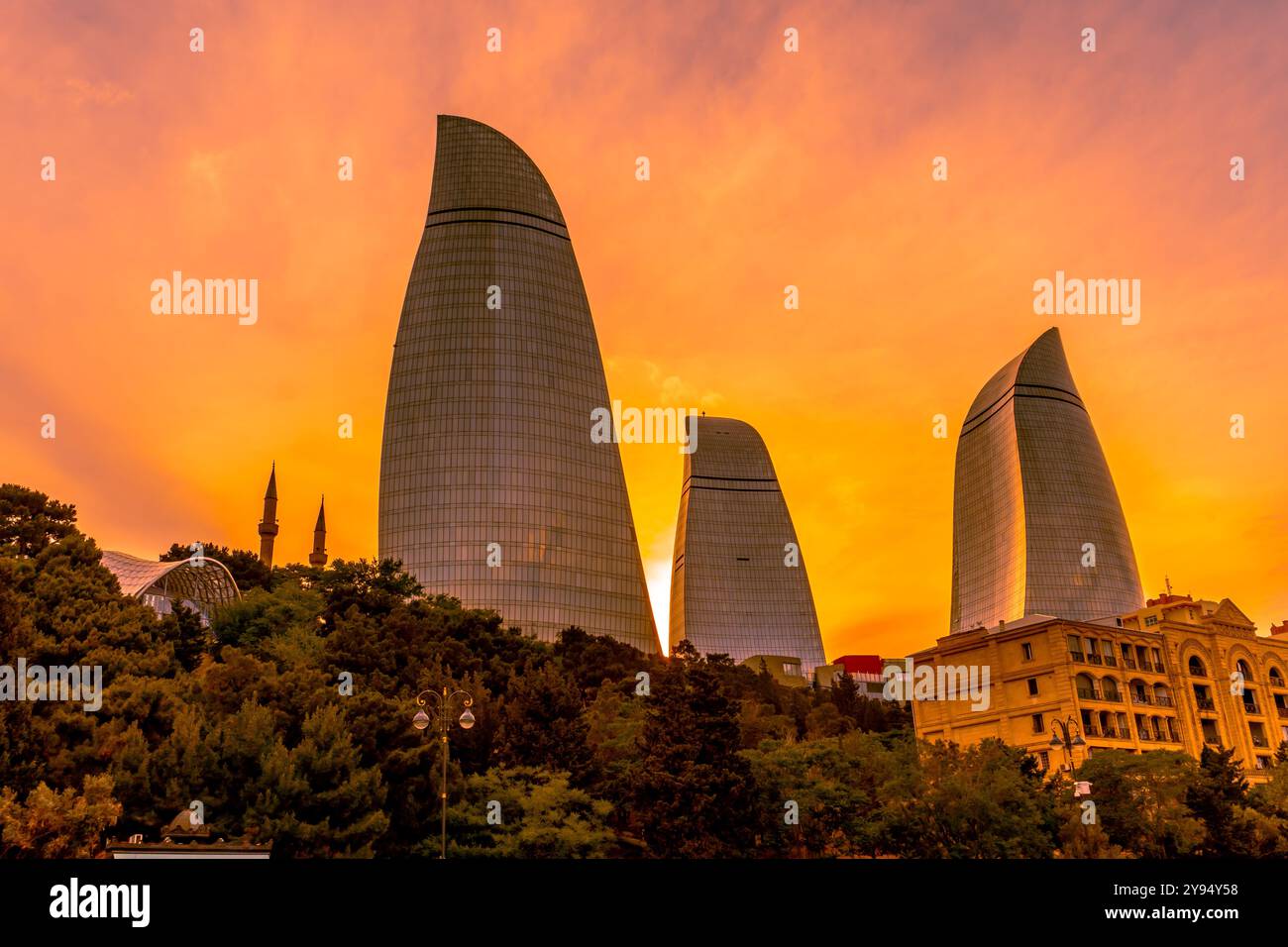 Vista panoramica dell'ora d'oro. Baku, Azerbaigian. Foto Stock