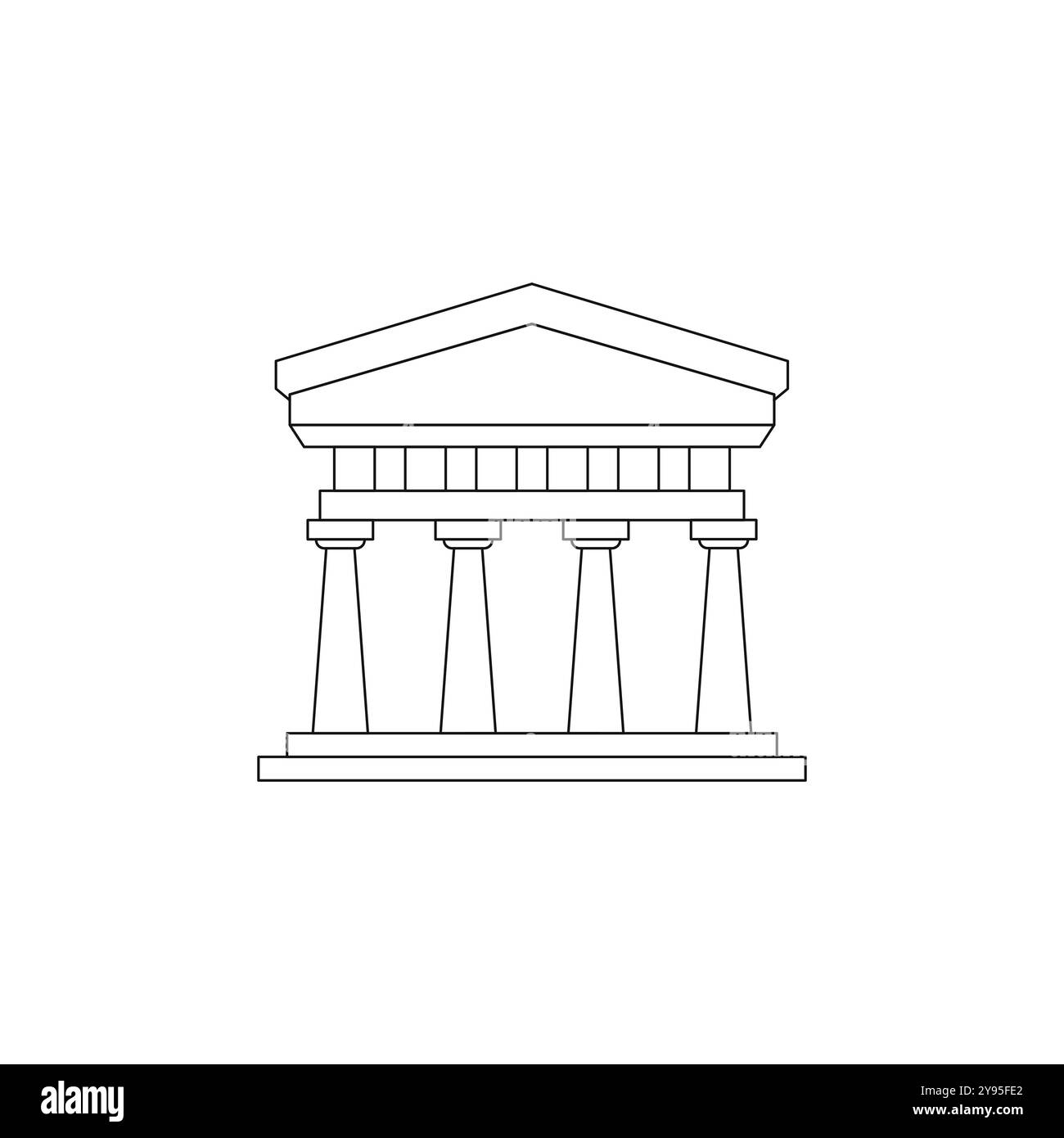 Icona di un edificio antico. Antico edificio romano e greco con colonne. L'icona dell'antico teatro. Vettore icona Banca. Tracciare il vettore lineare della casa. Illustrazione Vettoriale
