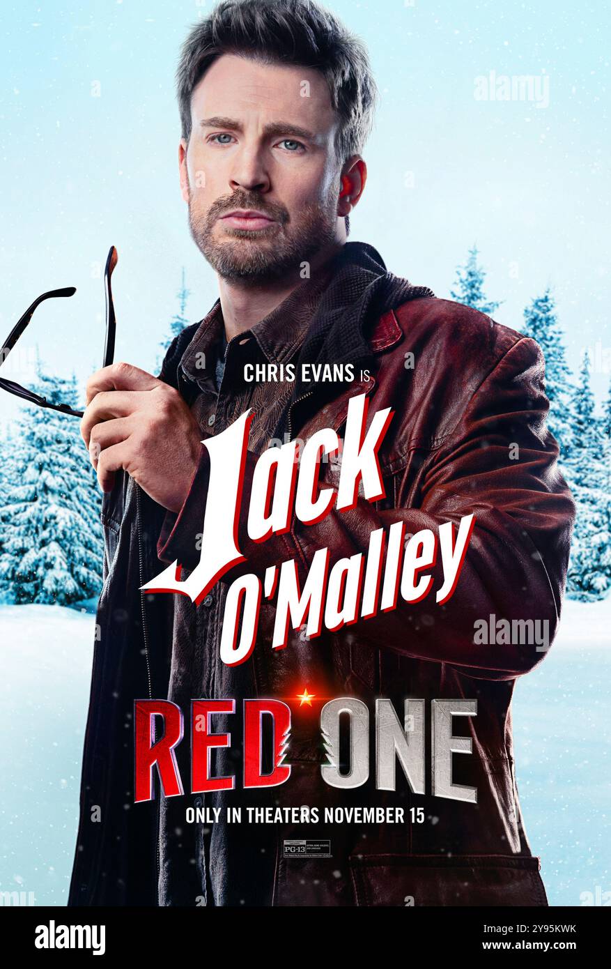 Red One (2024) diretto da Jake Kasdan e interpretato da Chris Evans nel ruolo del cacciatore di taglie Jack o'Malley. Un'avventura emozionante per salvare Babbo Natale e salvare le festività natalizie. Poster di caratteri USA ***SOLO PER USO EDITORIALE***. Credito: BFA / Amazon Studios Foto Stock