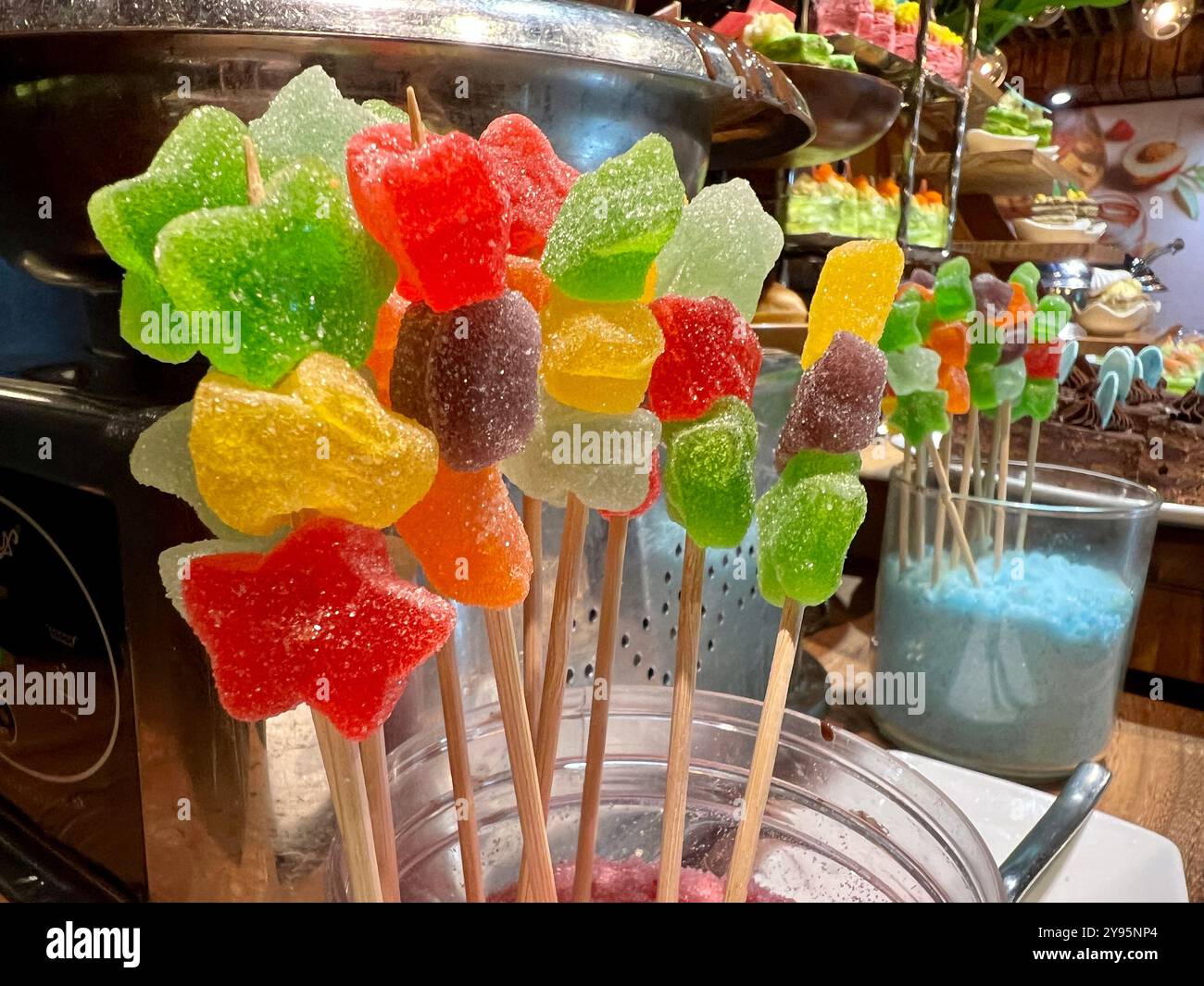 Decorazioni da dessert negli hotel Foto Stock