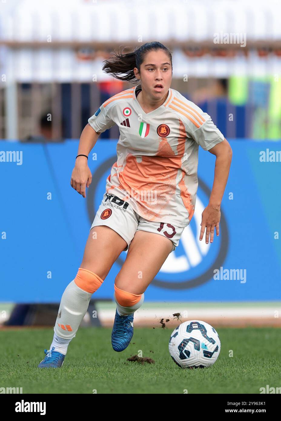 Milano, Italia. 5 ottobre 2024. Giulia Dragoni di AS Roma durante la partita di serie A femminile all'Arena Civica Gianni Brera, Milano. Il credito per immagini dovrebbe essere: Jonathan Moscrop/Sportimage Credit: Sportimage Ltd/Alamy Live News Foto Stock