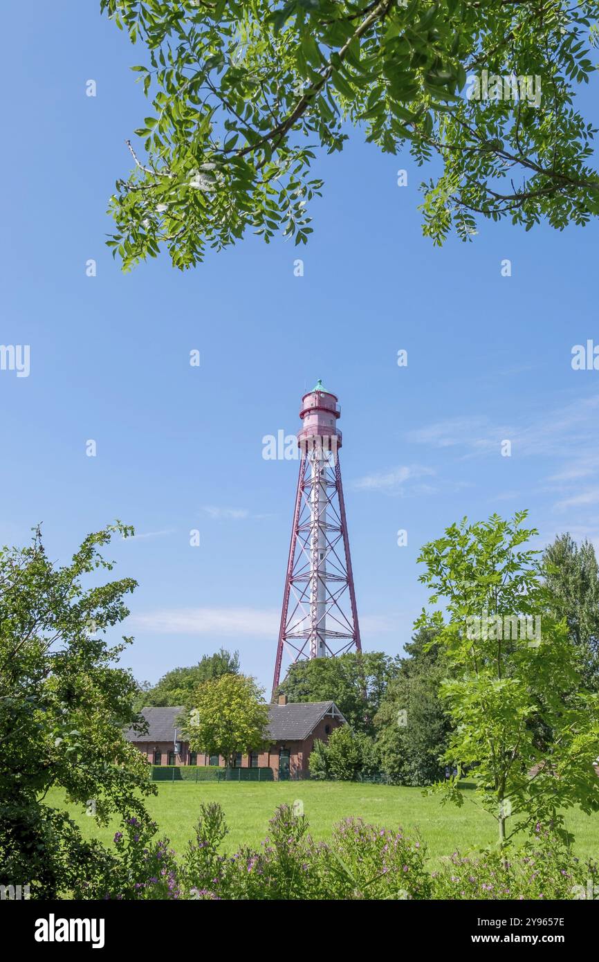 Faro di Campen, faro più alto della Germania continentale, Krummhoern, Frisia orientale, bassa Sassonia, Germania, Europa Foto Stock