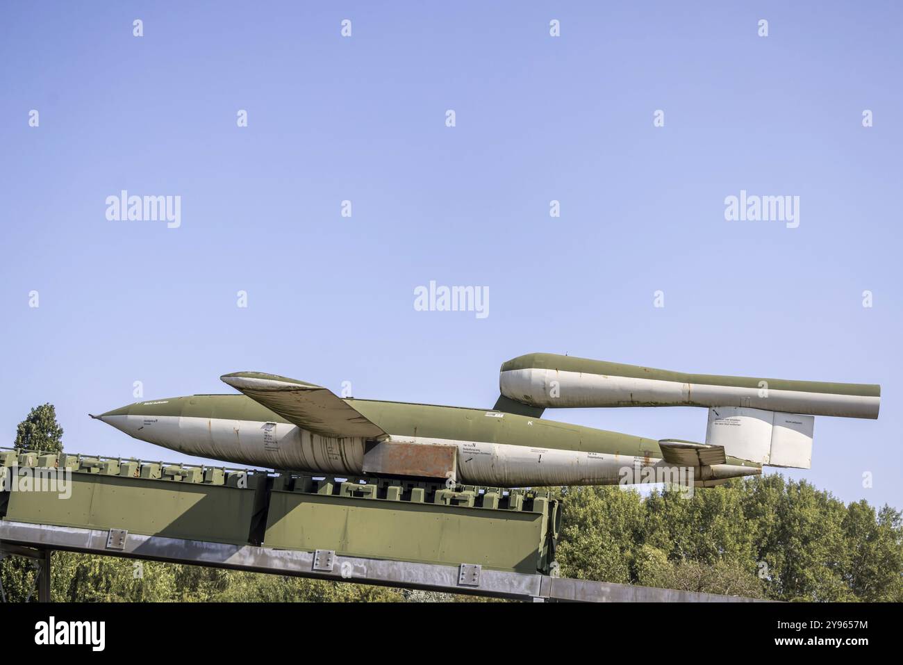 Fieseler Fi 103, il primo missile da crociera usato dai militari. Museo storico-tecnico, paesaggio commemorativo di Peenemuende. I nazionalsocialisti si divertono Foto Stock