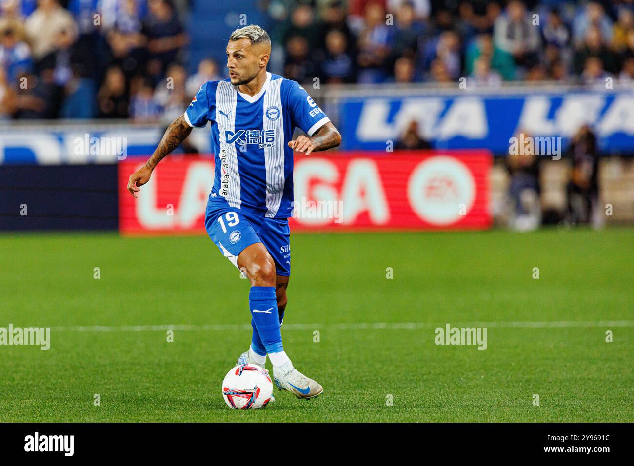 Stoichkov è stato visto durante la partita SPORTIVA della Liga tra squadre del Deportivo Alaves e del Sevilla FC allo stadio Mendizorroza (Maciej Rogowski) Foto Stock