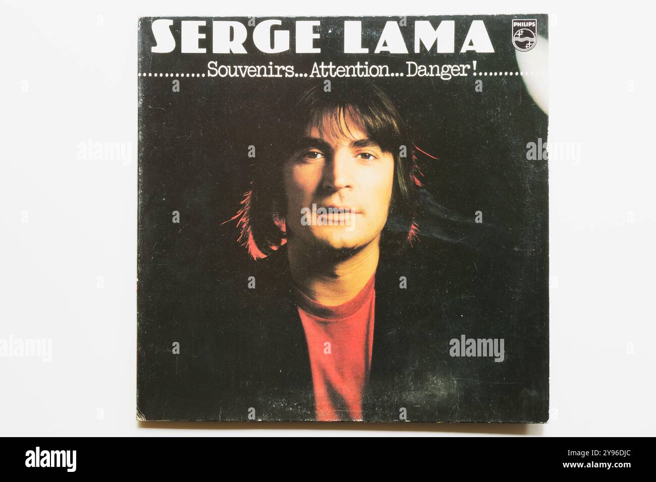 Serge Lama Souvenirs, Attention, Danger 33 1/3 rpm Long play album cover. Foto Stock