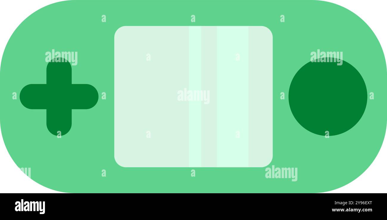 Un videogioco verde. Videogioco portatile ecologico. Illustrazione Vettoriale