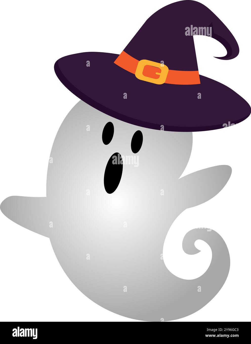 Piccolo fantasma con il cappello di una strega, di Halloween, per gli sfondi firmati Foto Stock