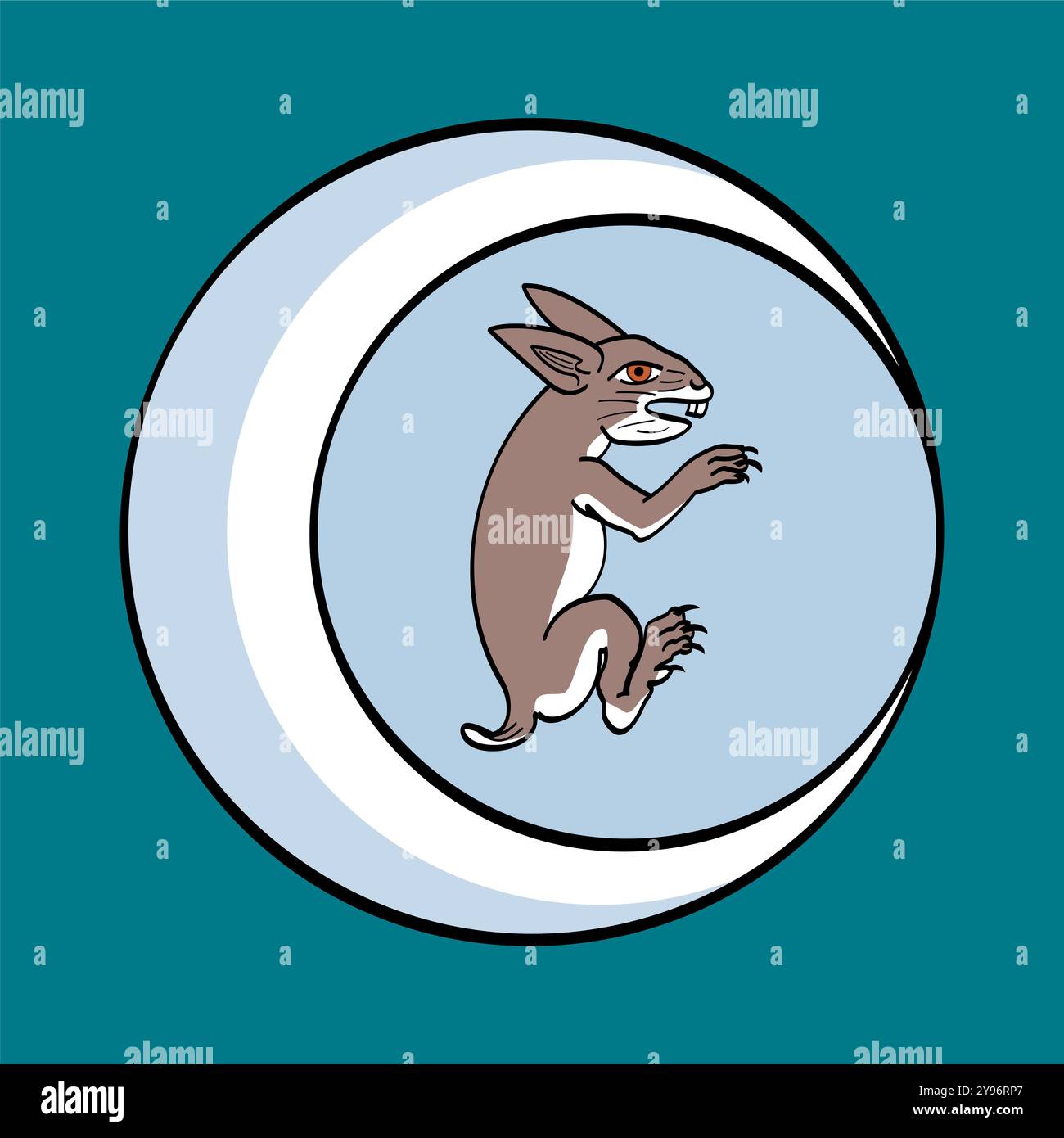 Il coniglio sulla luna, una leggenda azteca, come è raffigurato nel 1577 nel codice fiorentino. Gli dei prendevano in giro la luna e gli gettavano un coniglio in faccia. Foto Stock