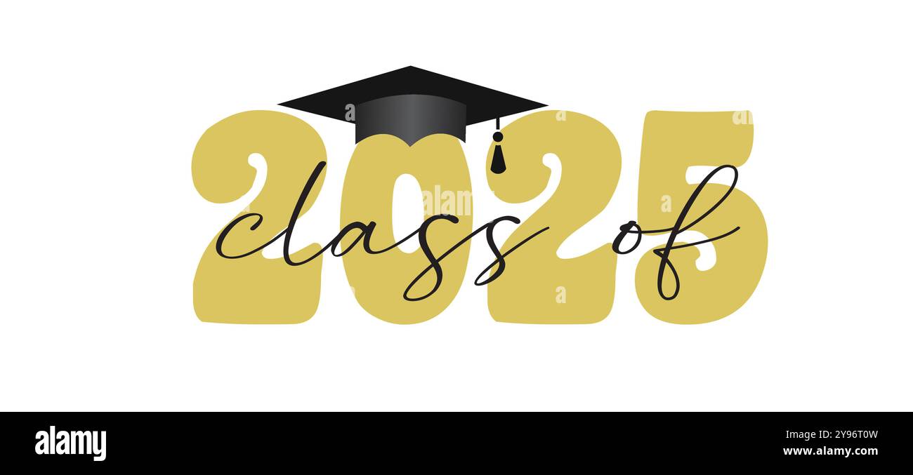 Classe 2025 Graduation quote Senior Classe 2025 Graduation retro vintage Typography sublimation SVG su sfondo bianco Illustrazione Vettoriale