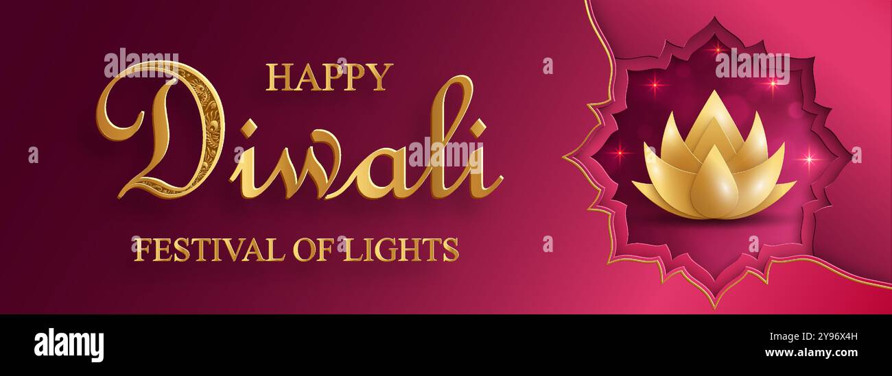 Felice illustrazione del vettore Diwali. Carta festiva Diwali e Deepawali. Il festival indiano di luci su sfondo a colori Illustrazione Vettoriale