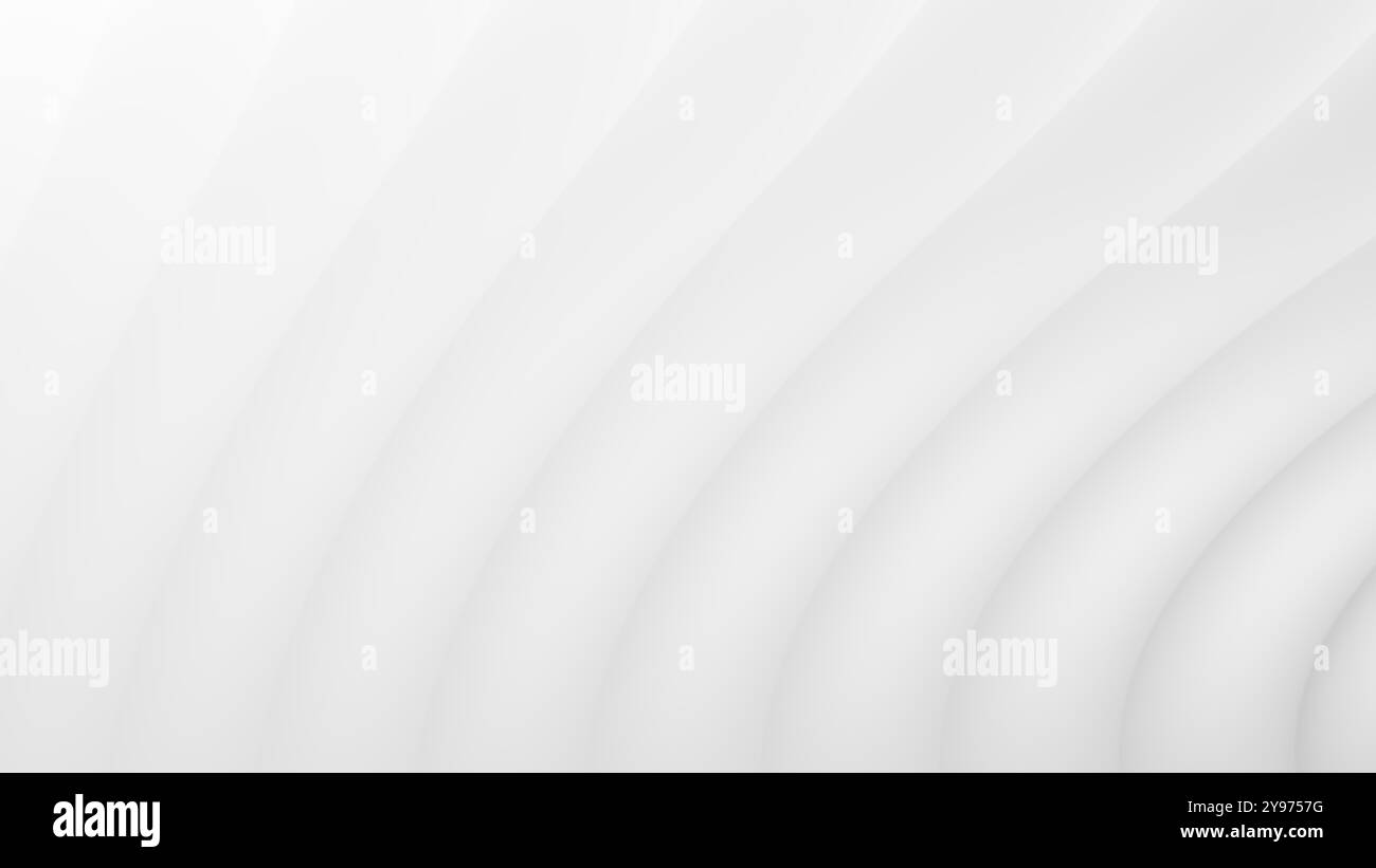 Onde. Neumorfismo. Grigio chiaro. Sfondo astratto. illustrazione 3d. Foto Stock