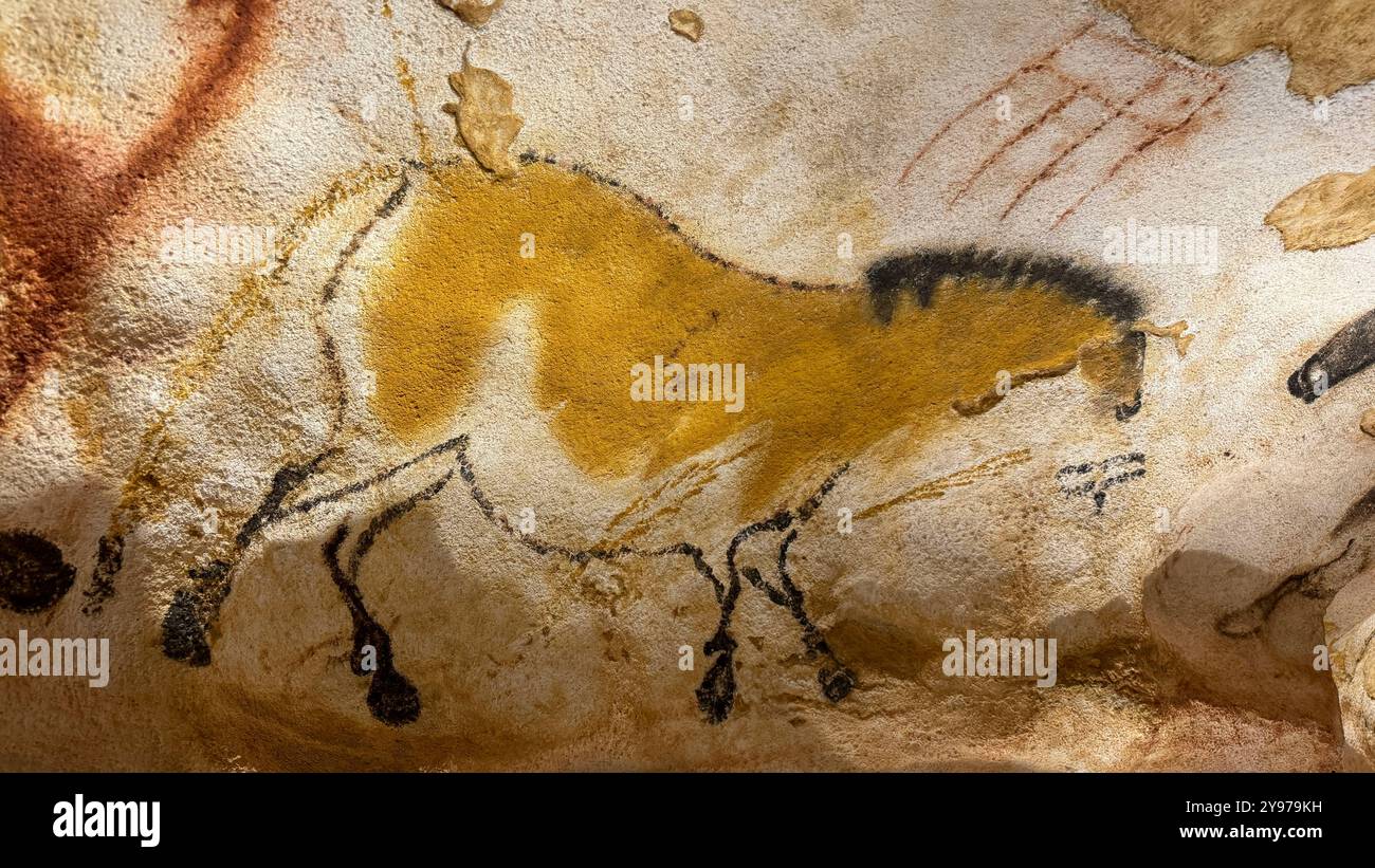 Pitture rupestri nella grotta di Lascaux Foto Stock