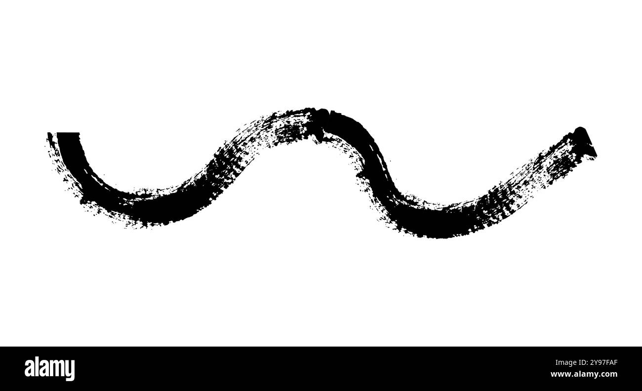 Tratti vettoriali di inchiostro nero. Consistenza spessa e sporca. Grunge le spazzole di vernice ruvide. materiale tattile, schizzi sporchi, texture scritta a mano simulata Illustrazione Vettoriale