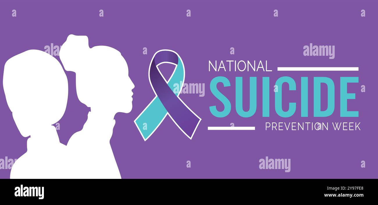 Settimana di prevenzione del suicidio illustrazione vettoriale sul tema del mese nazionale di prevenzione del suicidio a settembre. Banner, festività, poster, tessera e volantino Illustrazione Vettoriale