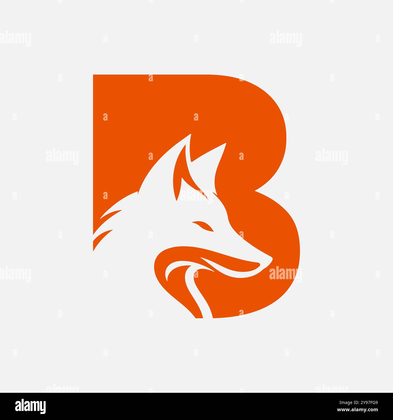 Logo Fox sul modello vettoriale lettera B. Illustrazione Vettoriale